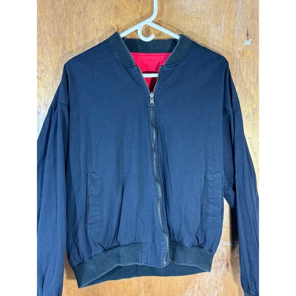 Vintage Marlboro Reversible Jacket Bomber 1990's Large Logo Red Black Zip - Picture 4 of 9